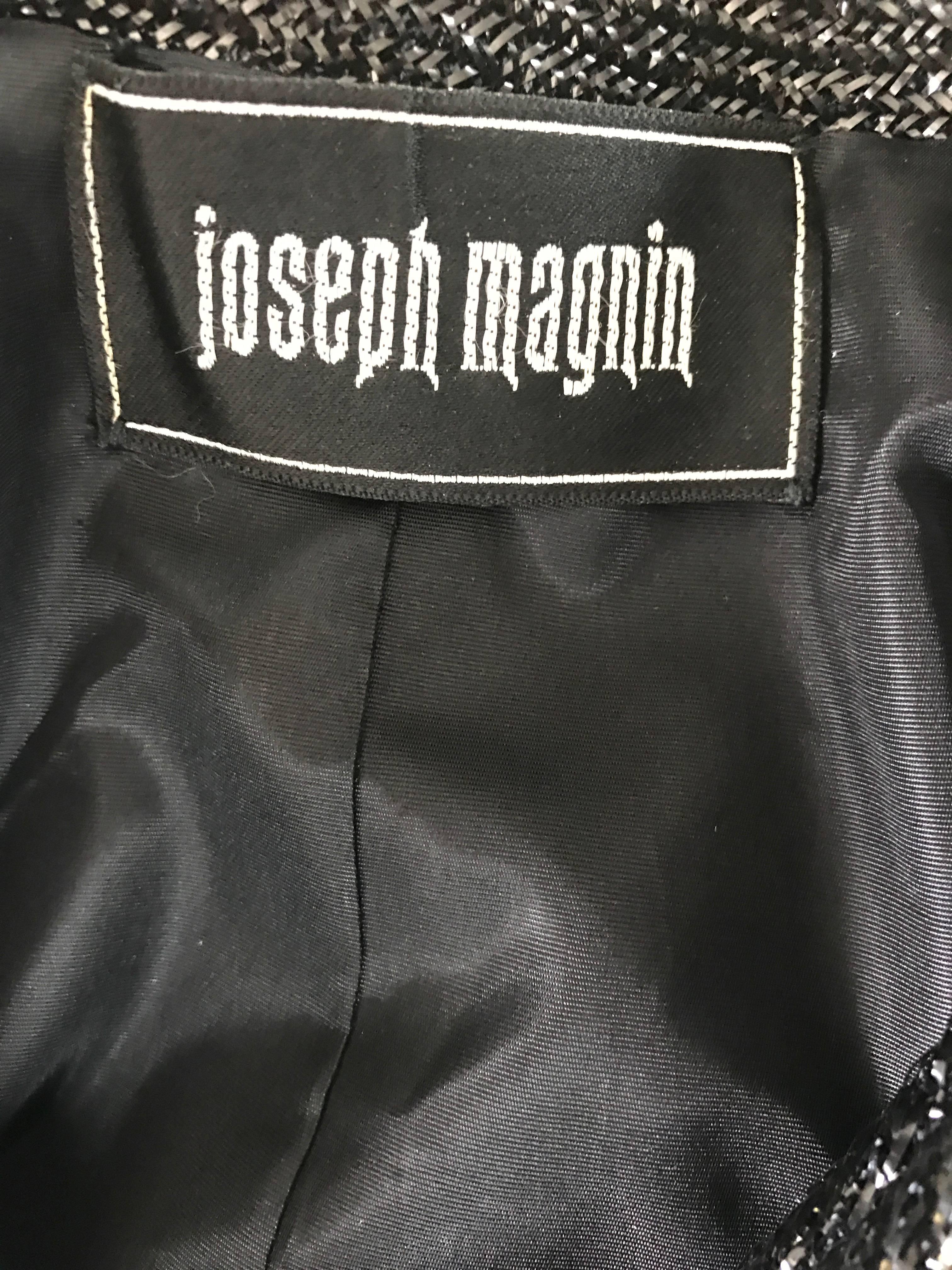 Incredible 60s Joseph Magnin Black Metallic Lurex Double Breasted Trench Jacket 6