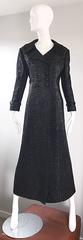 Incredible 60s Joseph Magnin Black Metallic Lurex Double Breasted Trench Jacket
