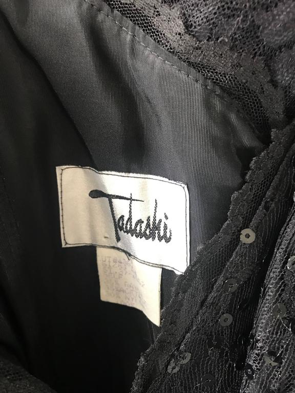 Vintage 90s Tadashi Shoji Black Off Shoulder Taffeta Sequin Lace ...