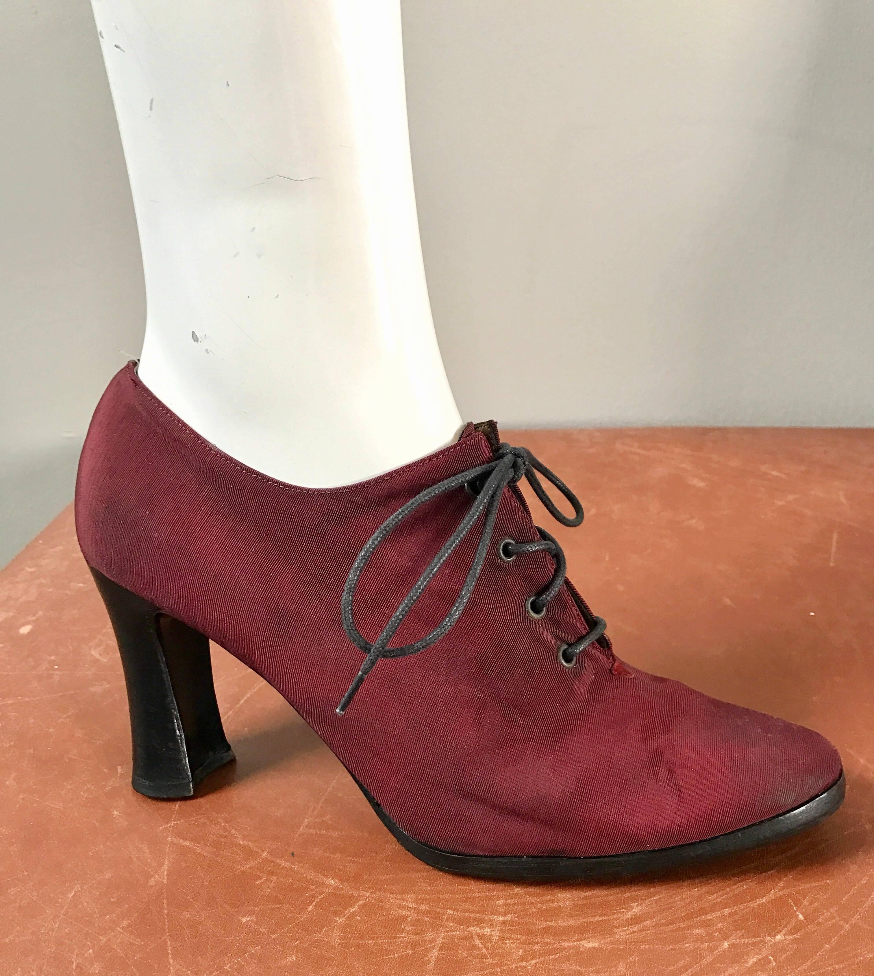 Women's Yves Saint Laurent 1970s Rare Russian Collection Burgundy Size 10 Booties Boots For Sale