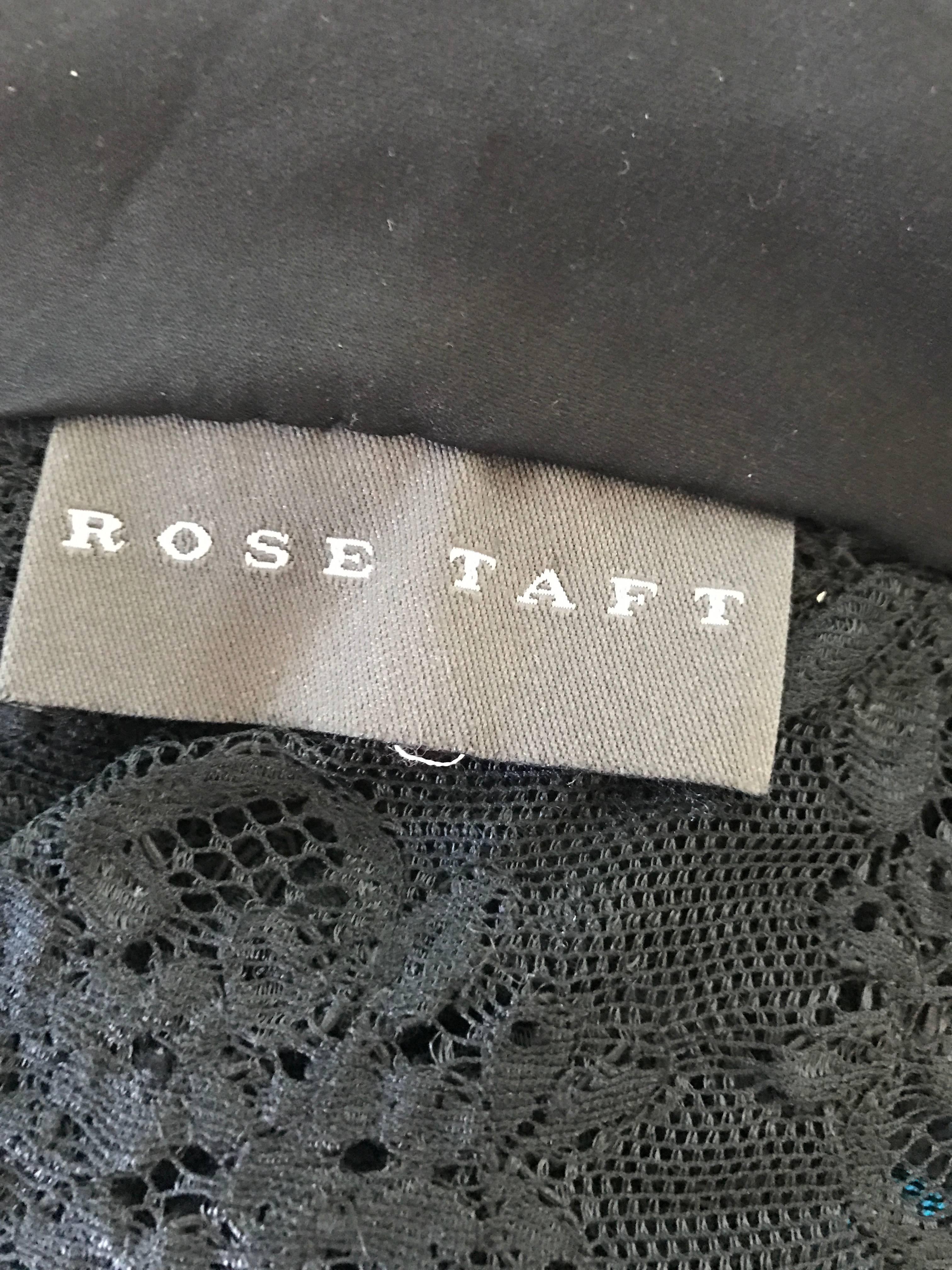 Vintage Rose Taft Couture 1990s Black Chantilly French Lace 3/4 Sleeve Blouse For Sale 5