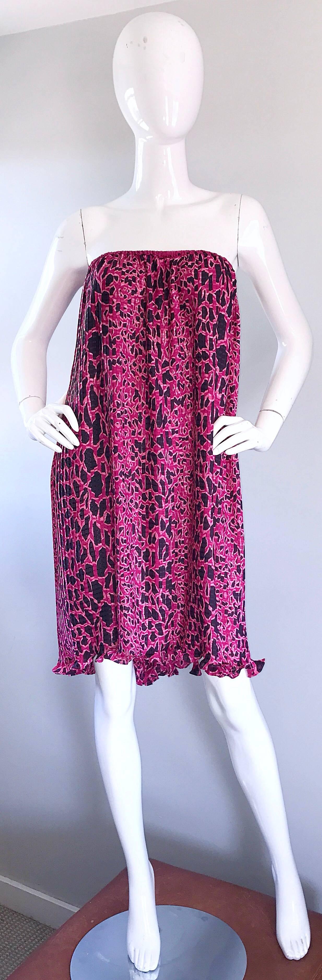 Women's Amazing Plus Size Vintage Diane Freis Pink and Black Leopard Print Dress Set 80s