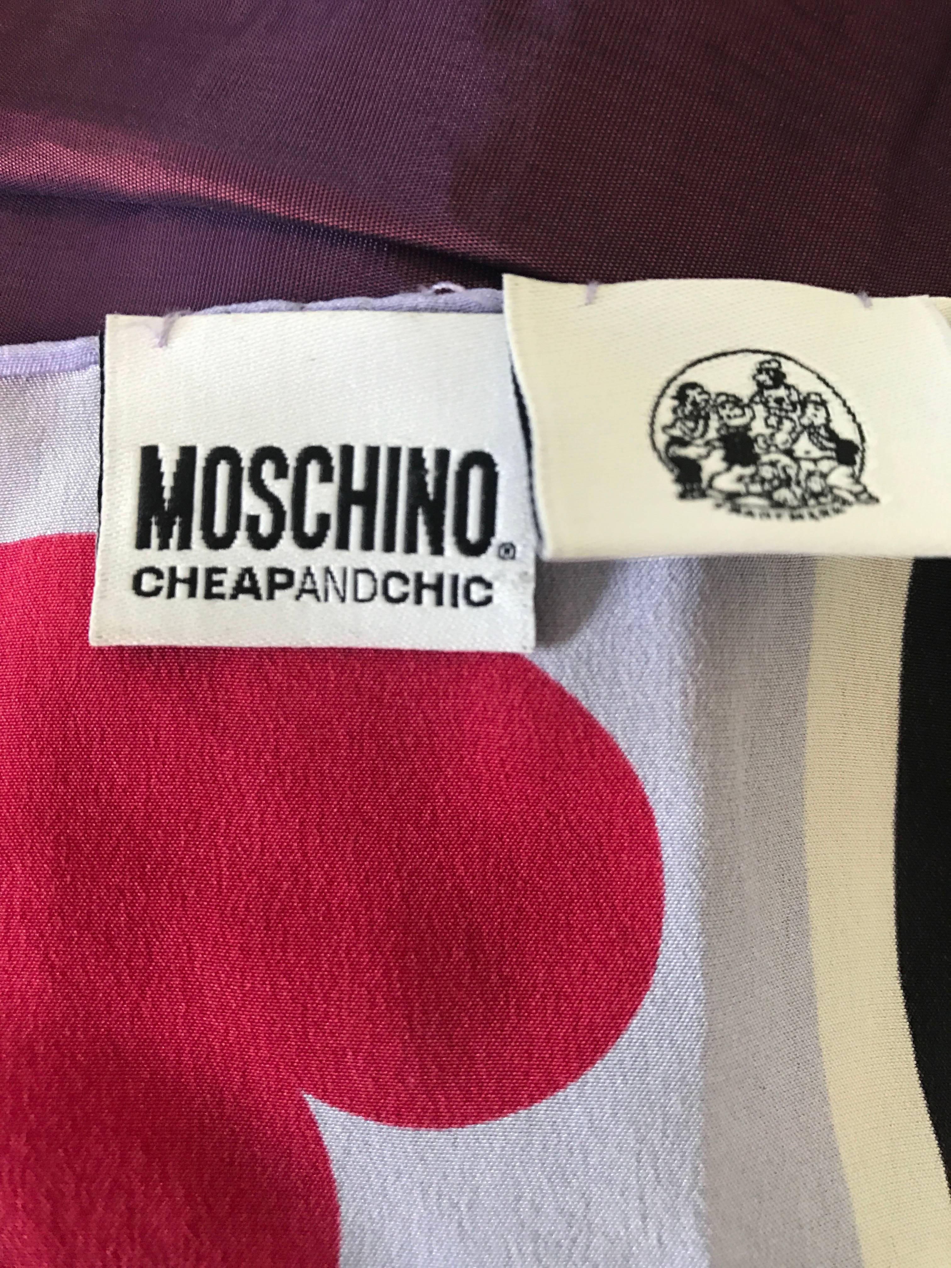 Rare Vintage Moschino Cheap and Chic 1990s Olive Oyl Popeye Silk Novelty Scarf  2