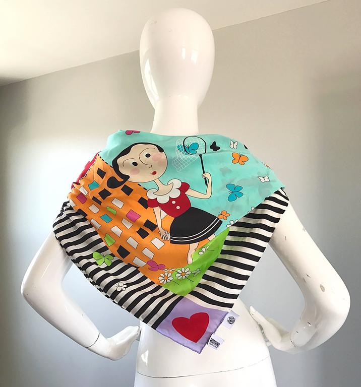 Rare Vintage Moschino Cheap and Chic 1990s Olive Oyl Popeye Silk