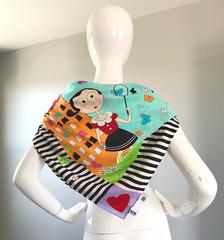 Rare Vintage Moschino Cheap and Chic 1990s Olive Oyl Popeye Silk Novelty Scarf
