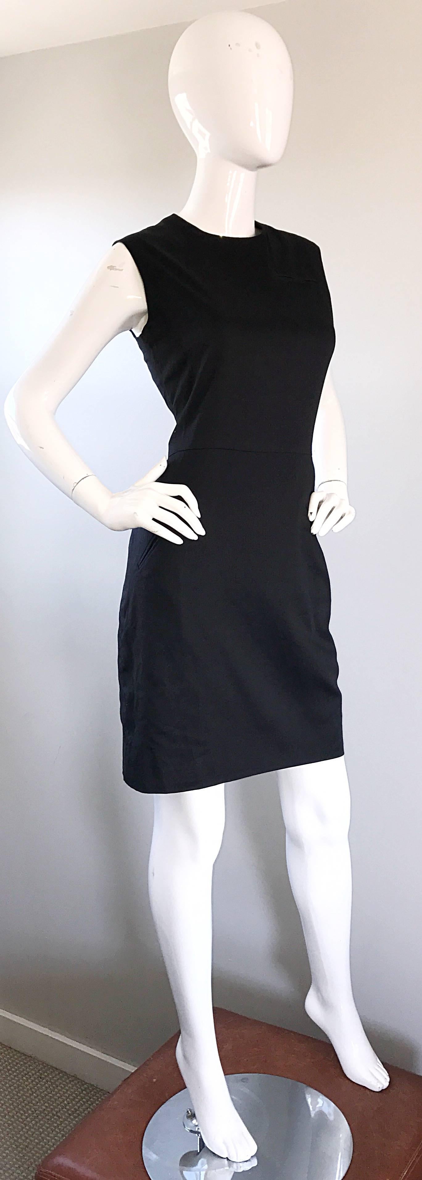 Women's 1990s Stephen Sprouse Vintage 90s Classic Cotton Little Black Dress Size Medium For Sale