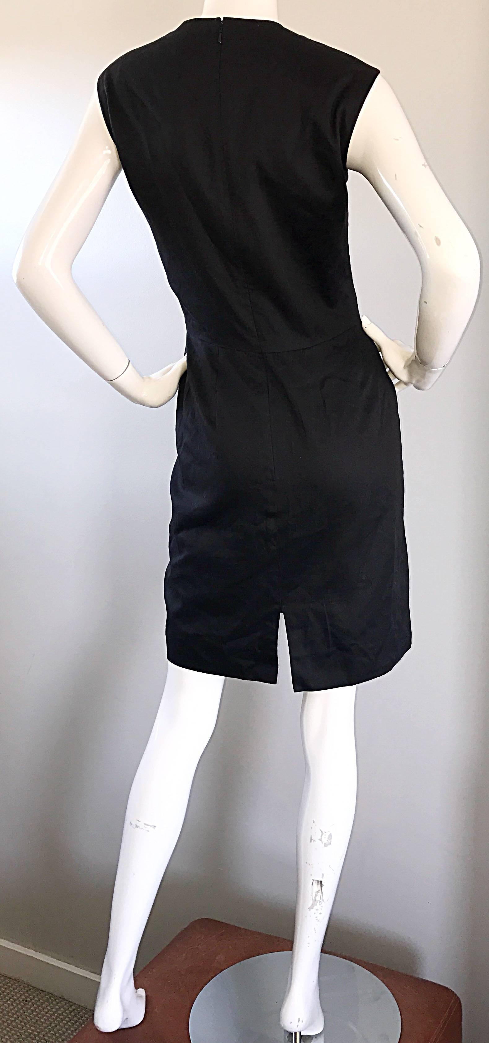 1990s Stephen Sprouse Vintage 90s Classic Cotton Little Black Dress Size Medium For Sale 1