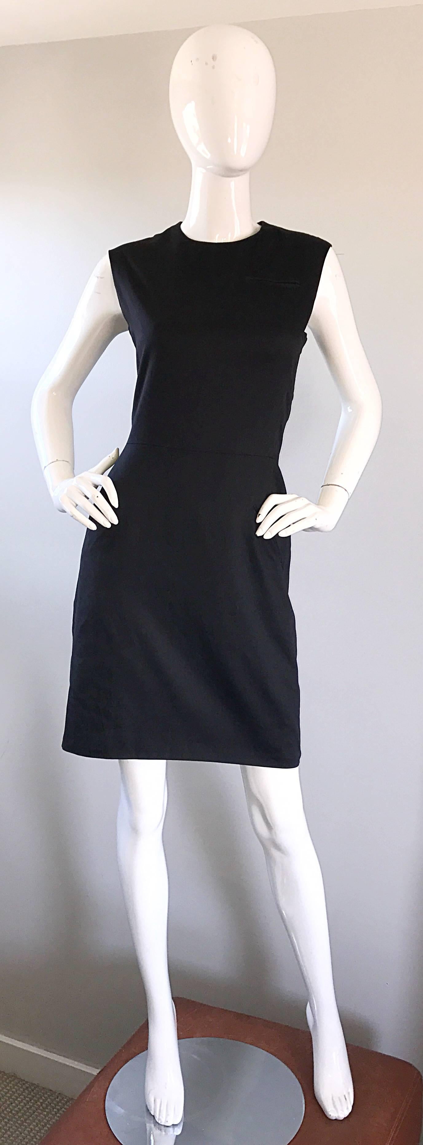 1990s Stephen Sprouse Vintage 90s Classic Cotton Little Black Dress Size Medium For Sale 2