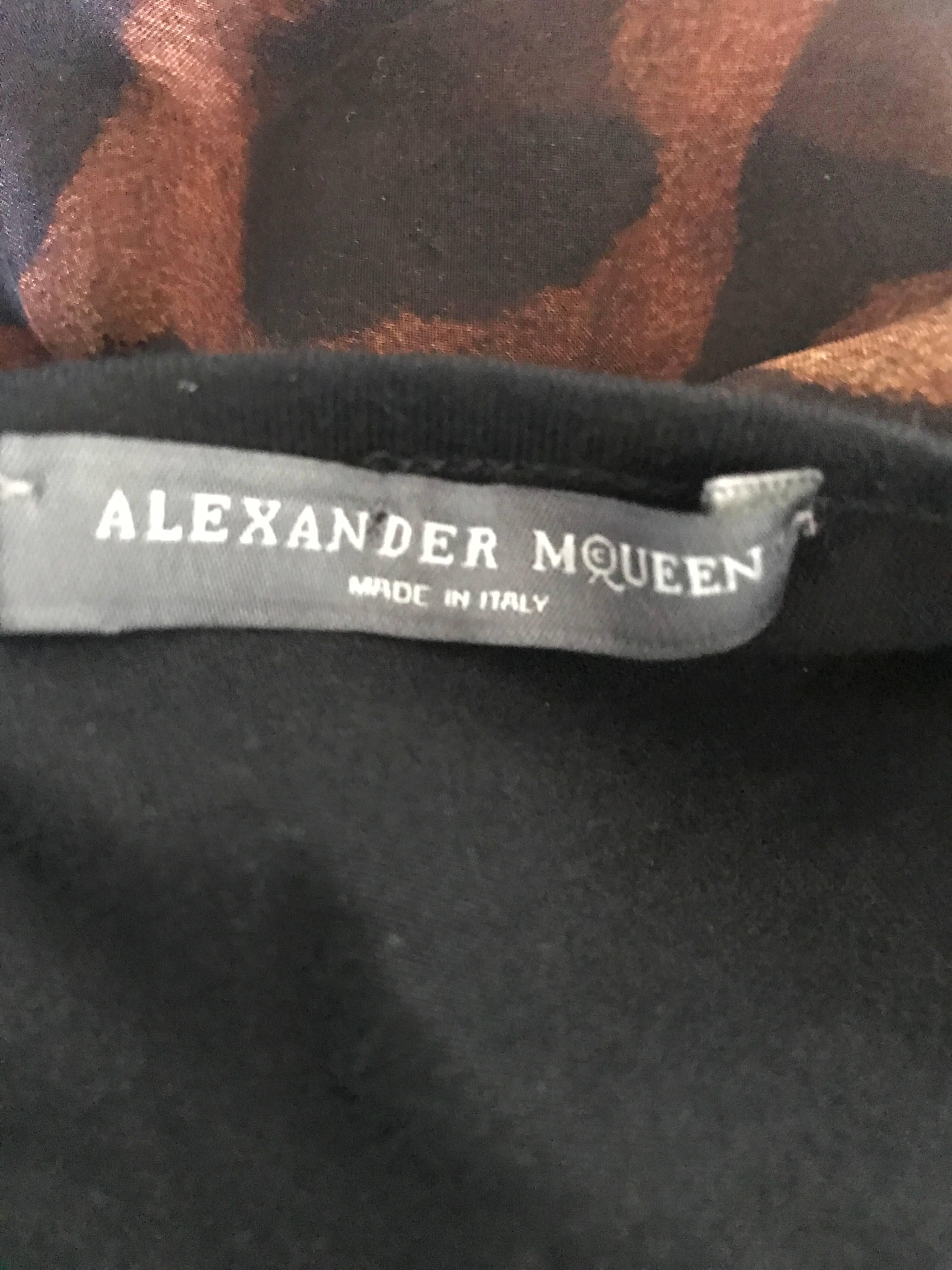 Alexander McQueen Leopard Print Silk Chiffon Flutter Sleeve Racerback Blouse Top For Sale 3