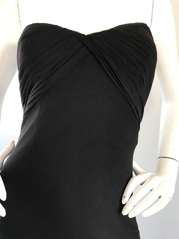 Vicky Tiel Couture Vintage Black Silk Mesh Strapless 1990s Strapless Gown Dress In Excellent Condition For Sale In San Diego, CA