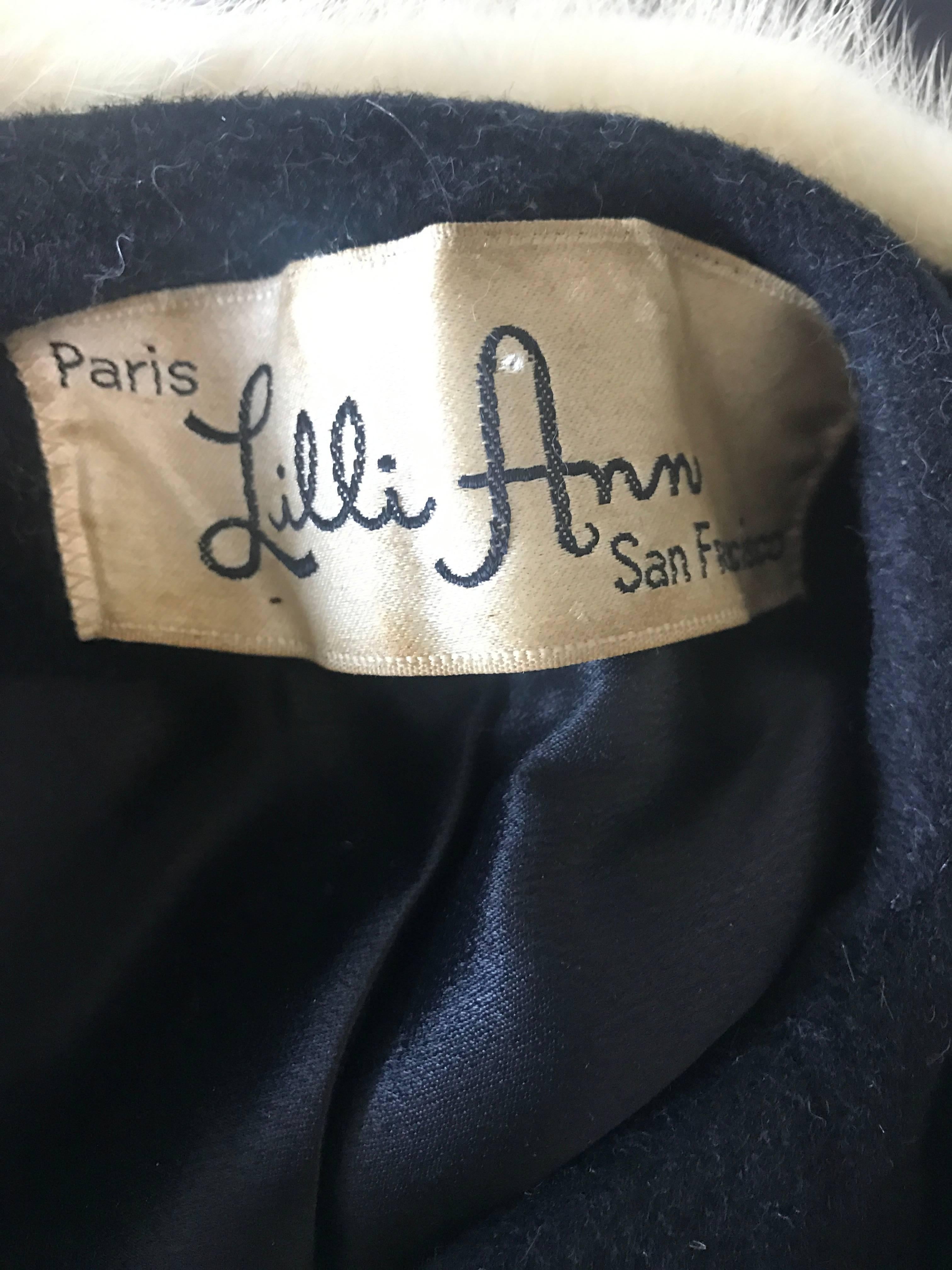 Lilli Ann 1960s Black and White Wool + Mink Fur Vintage 60s Swing Jacket Coat  For Sale 3