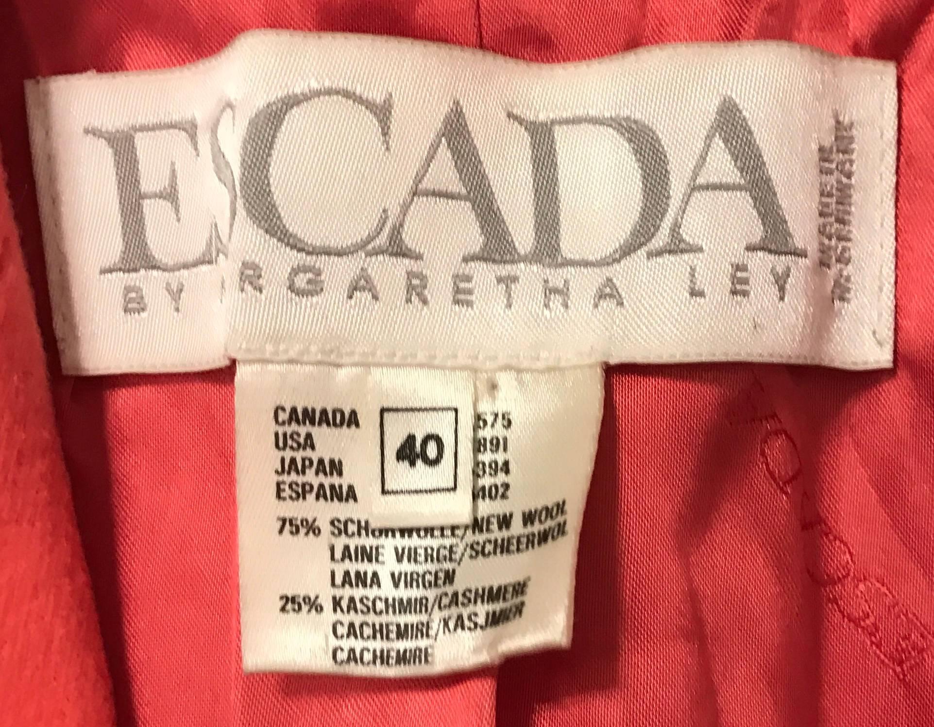 1990s ESCADA by Margaretha Ley Hot Pink Cashmere Wool Double Breasted 90s Jacket 4