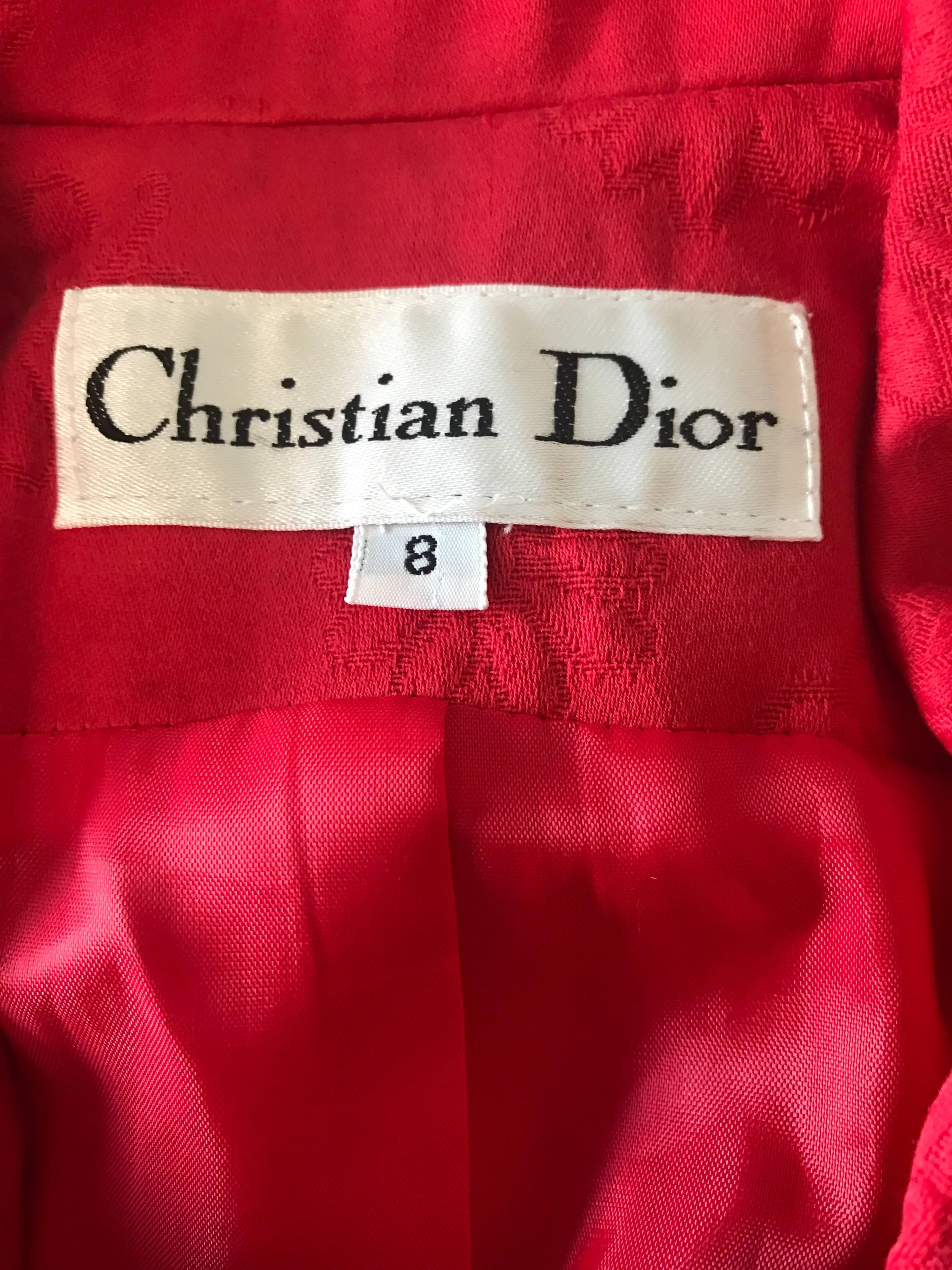Christian Dior Vintage Lipstick Red Sleeveless Flower Print 1990s Vest Waistcoat 3