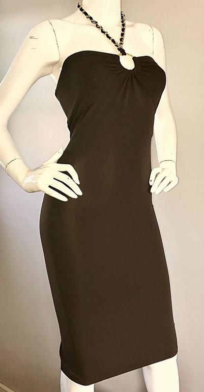 NWT Michael Kors Collection Size 12 Brown Silk Jersey Gold Chain Halter  Dress For Sale at 1stDibs | michael kors dress with gold chain, michael  kors black dress with gold chain, brown