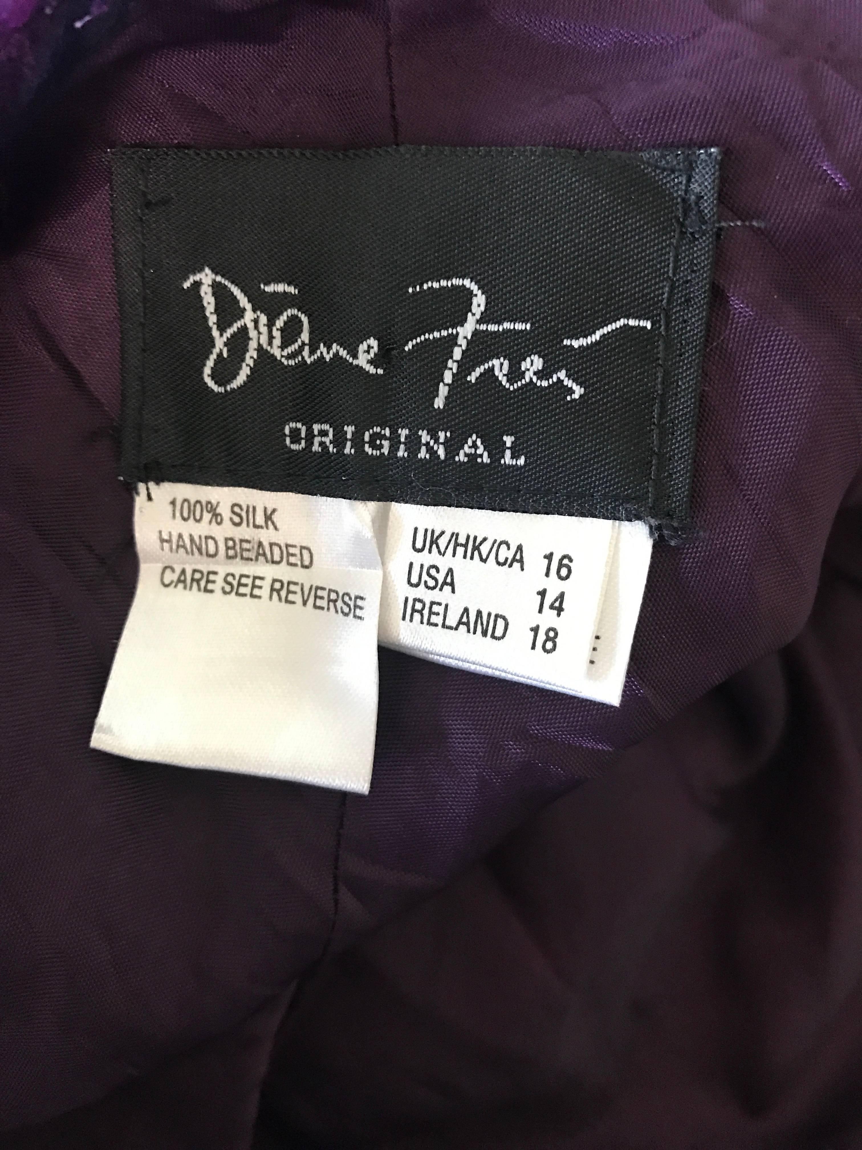 Vintage 90s Diane Freis Size 14 Silk Chiffon Purple + Fuchsia Ombre Maxi Dress  3