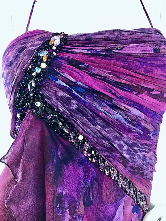 Vintage 90s Diane Freis Size 14 Silk Chiffon Purple + Fuchsia Ombre ...
