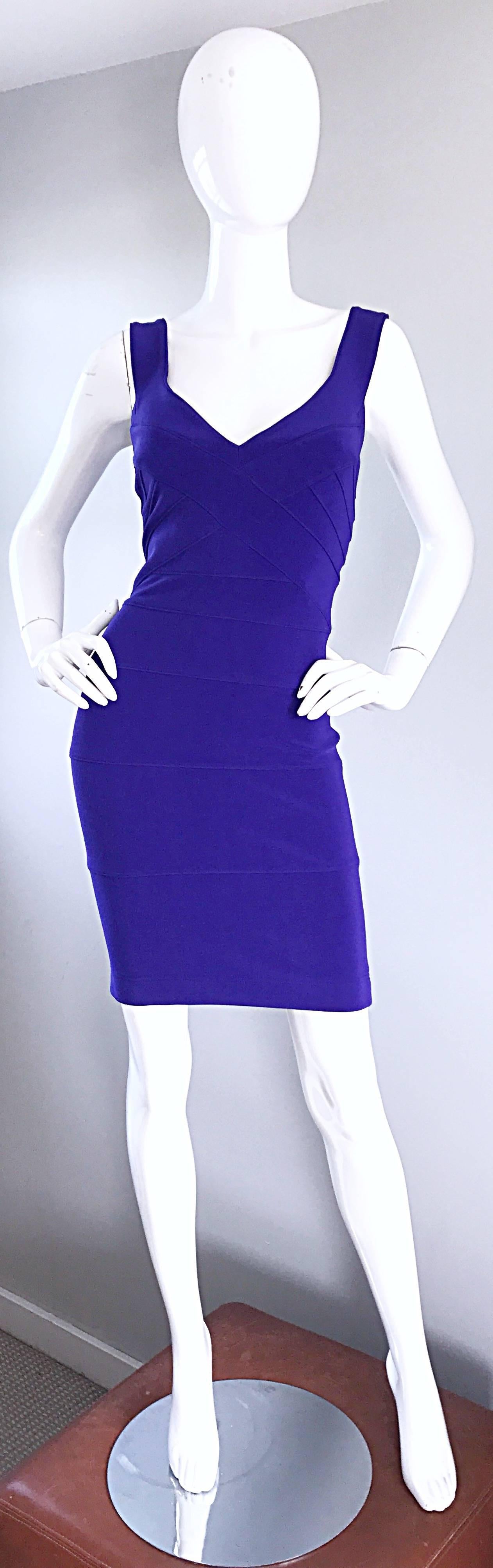 Sexy brand new (with original I MAGNIN store tags attached) TADASHI SHOJI purple bodcon mini bandage dress! Figure hugging fit, with plenty of stretch. Hidden zipper up the back with hook-and-eye closure. Heavy attention to detail went into the