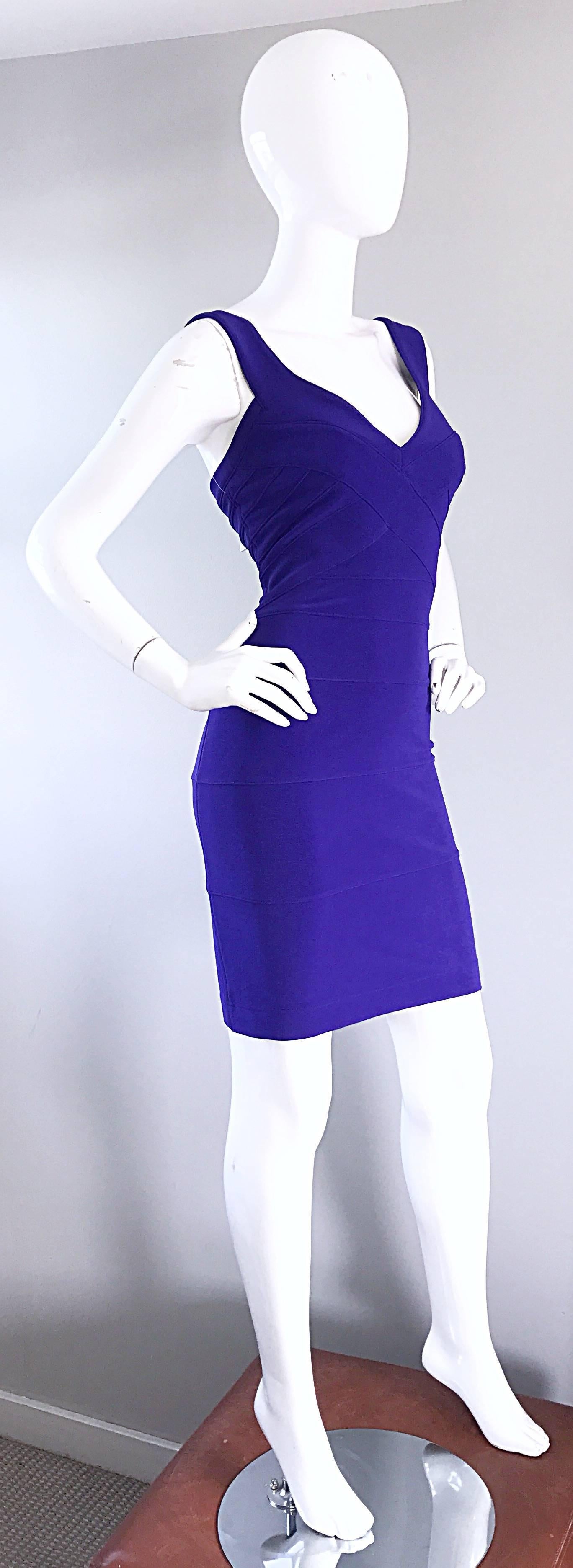 NWT Vintage Tadashi Shoji 1990s Purple I Magnin Sexy Bodycon Bandage 90s Dress For Sale 1
