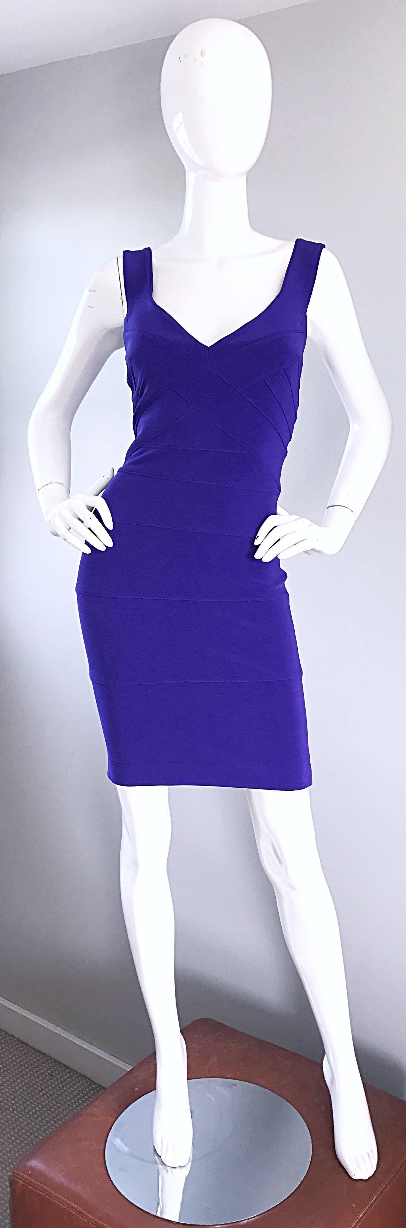 NWT Vintage Tadashi Shoji 1990s Purple I Magnin Sexy Bodycon Bandage 90s Dress For Sale 2