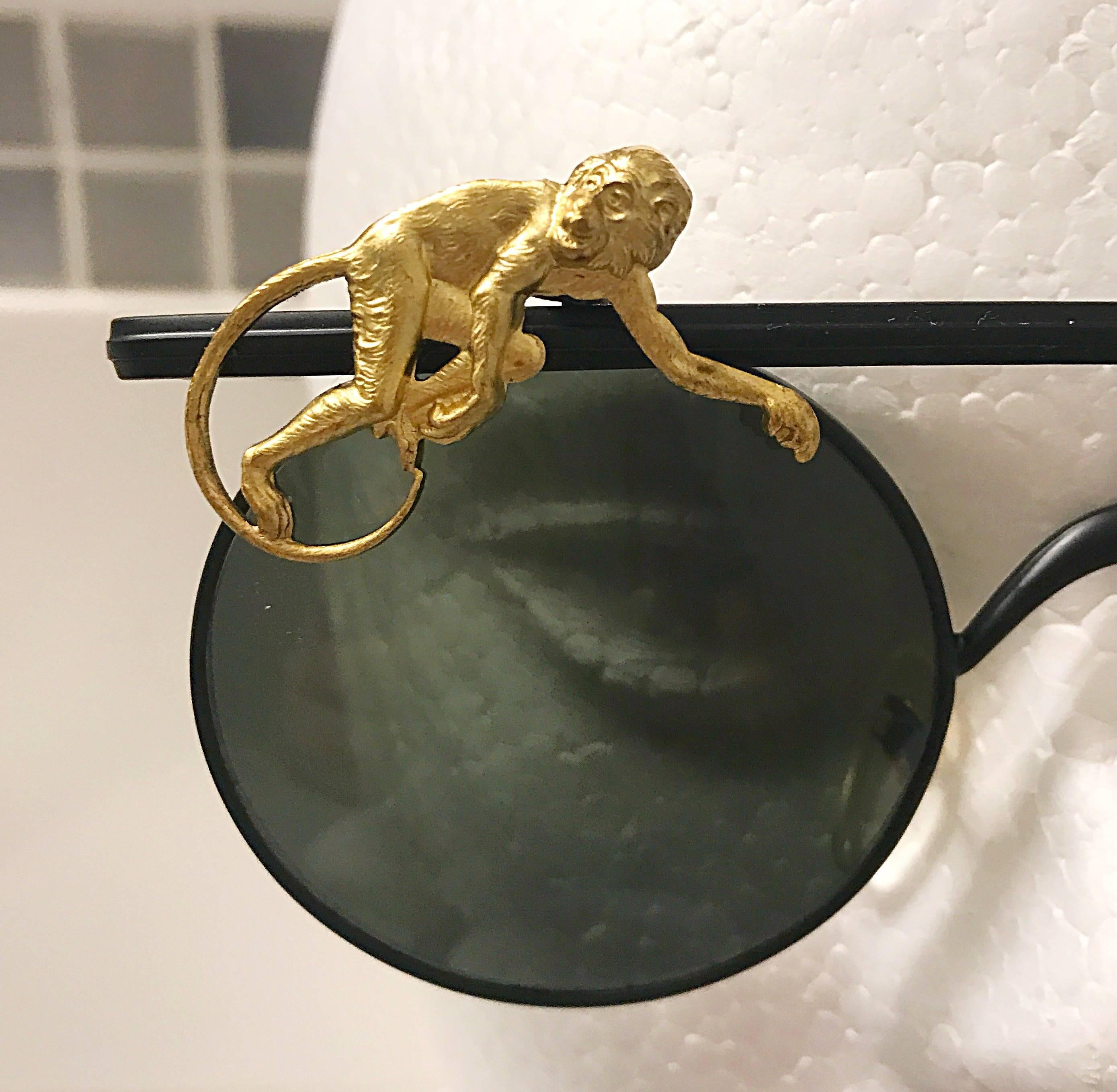 Rare Vintage Mercura Unisex Flying Monkeys Black and Gold 1990s Round Sunglasses 2