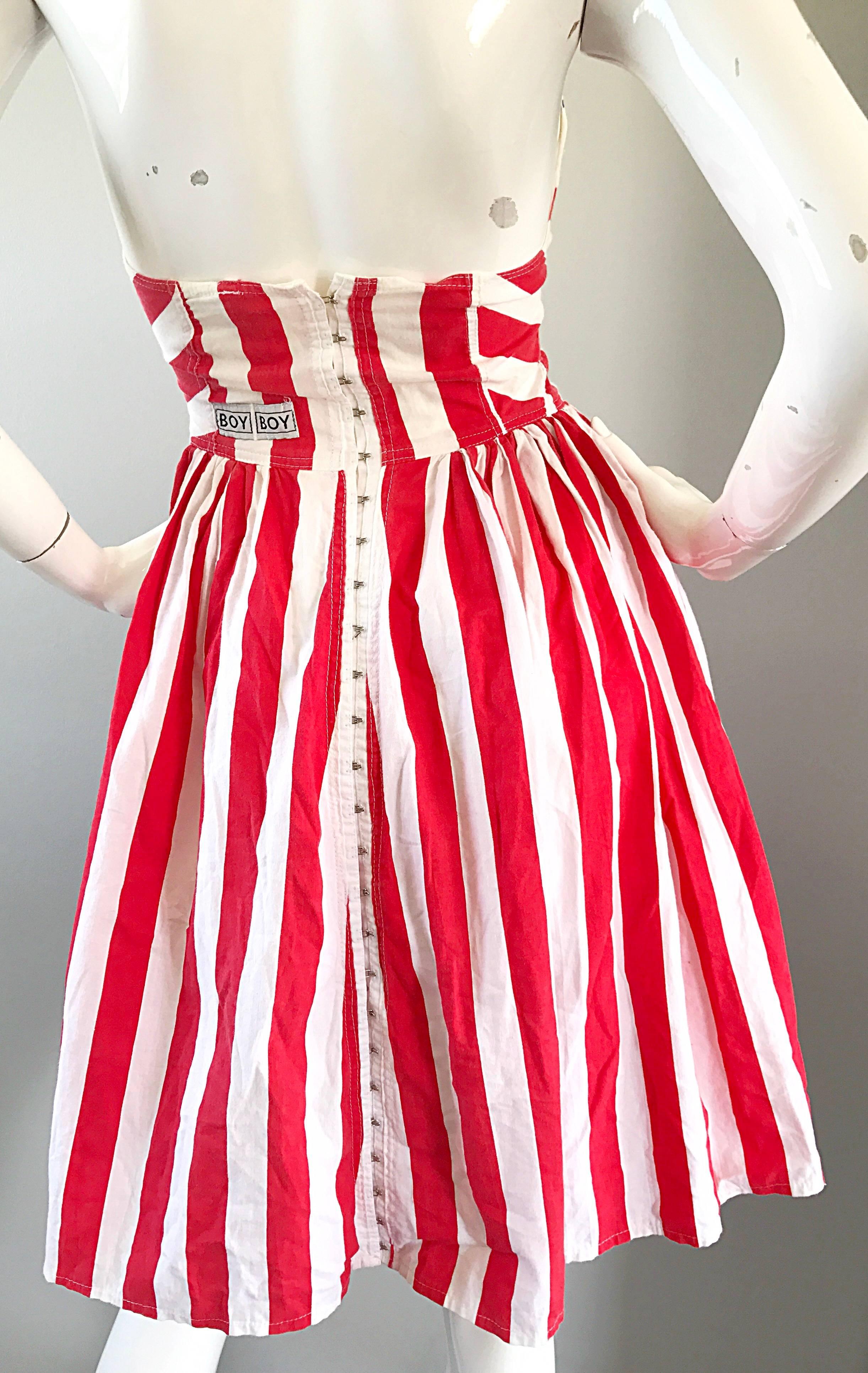 Documented Vintage Boy London 1980s American Flag Hand Painted Cotton 80s Dress For Sale 3