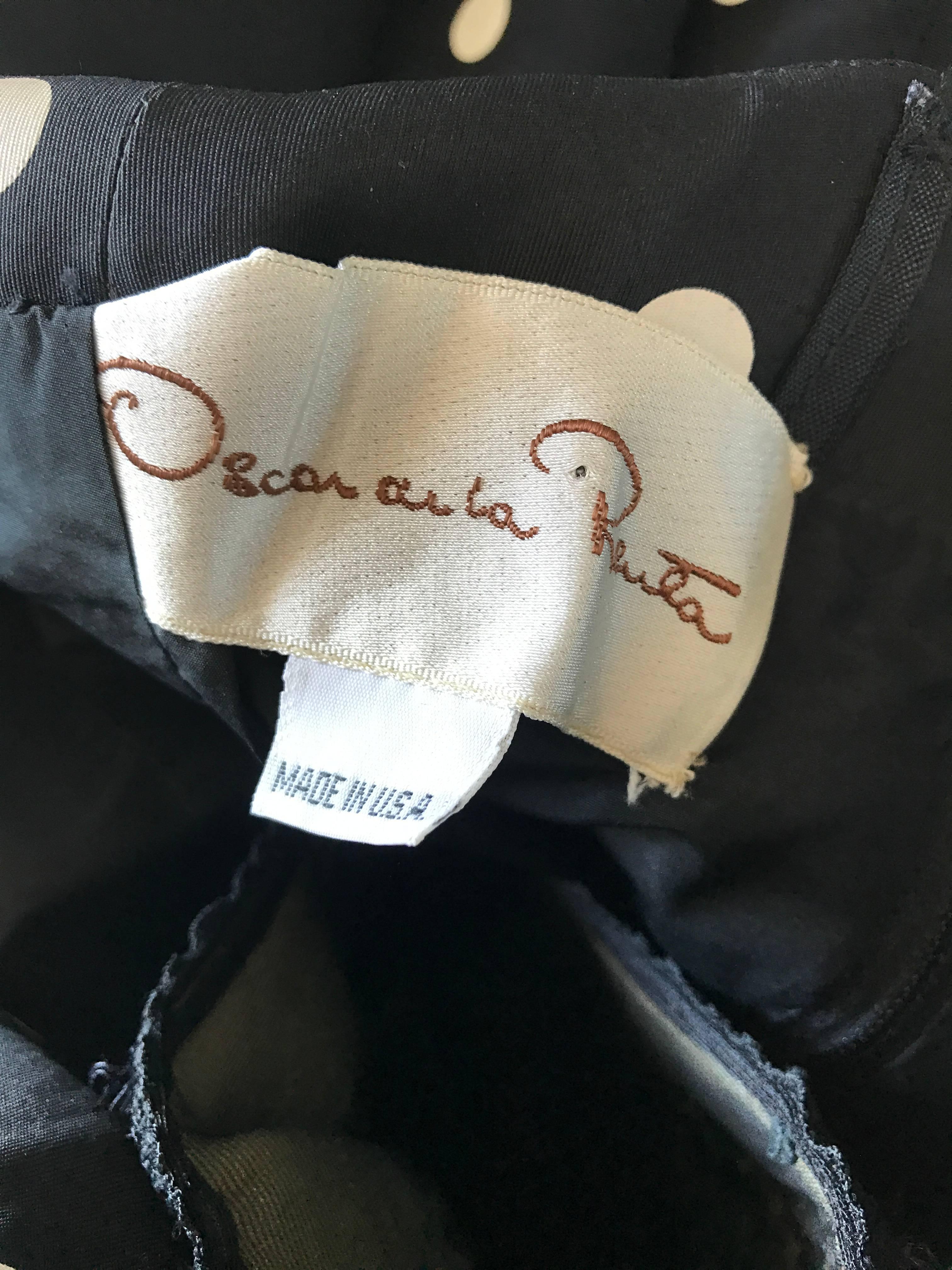 Vintage Oscar de la Renta Black and White Polka Dot Strapless Mermaid Gown Dress 3
