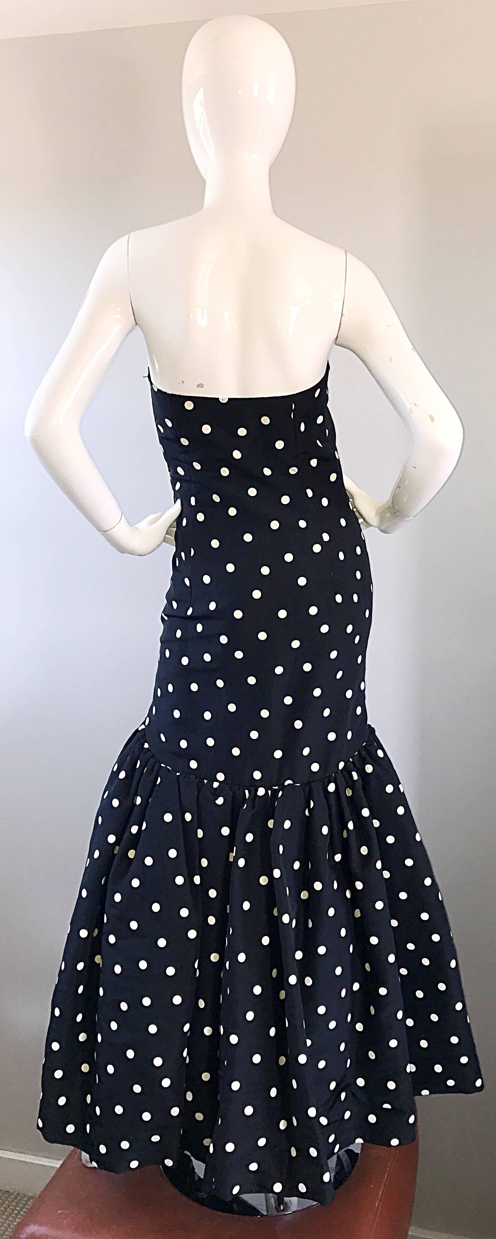 black and white polka dot gown