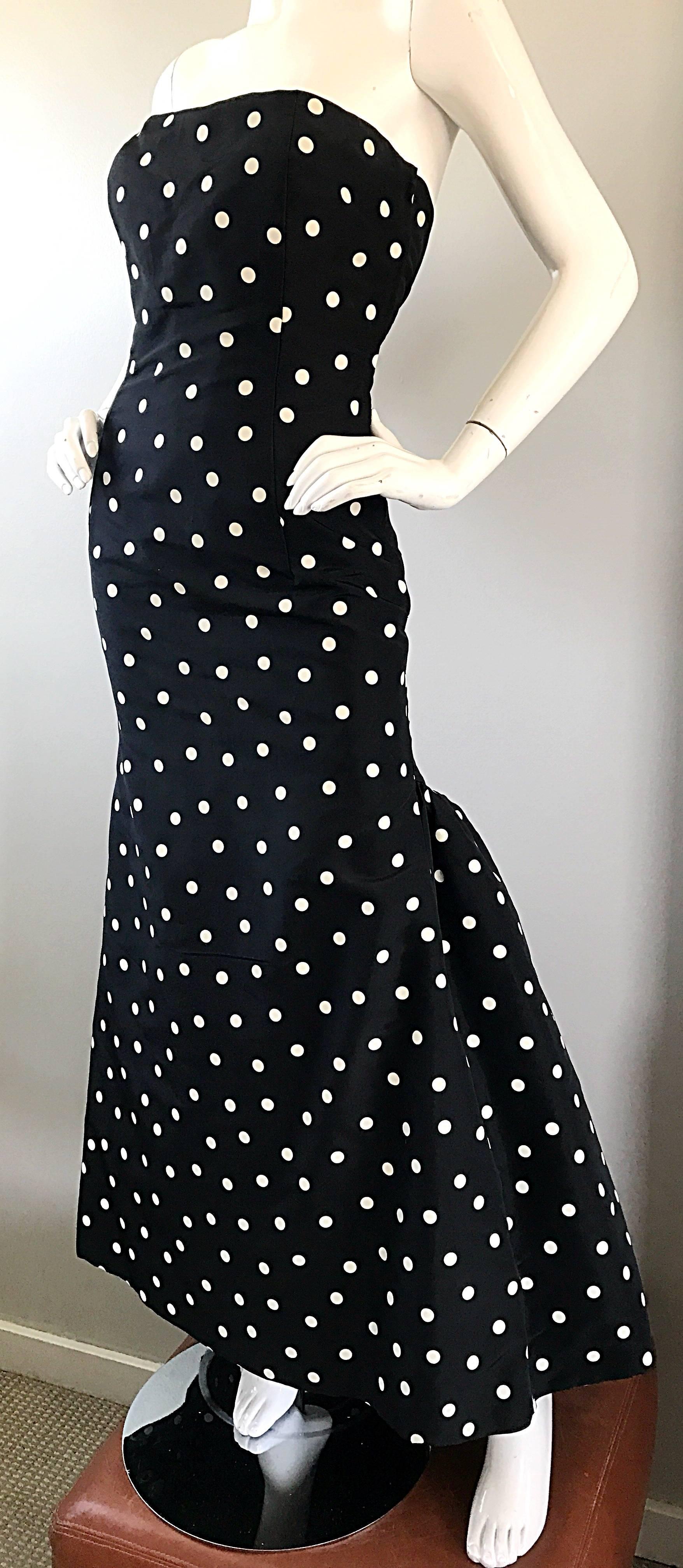 strapless polka dot dress