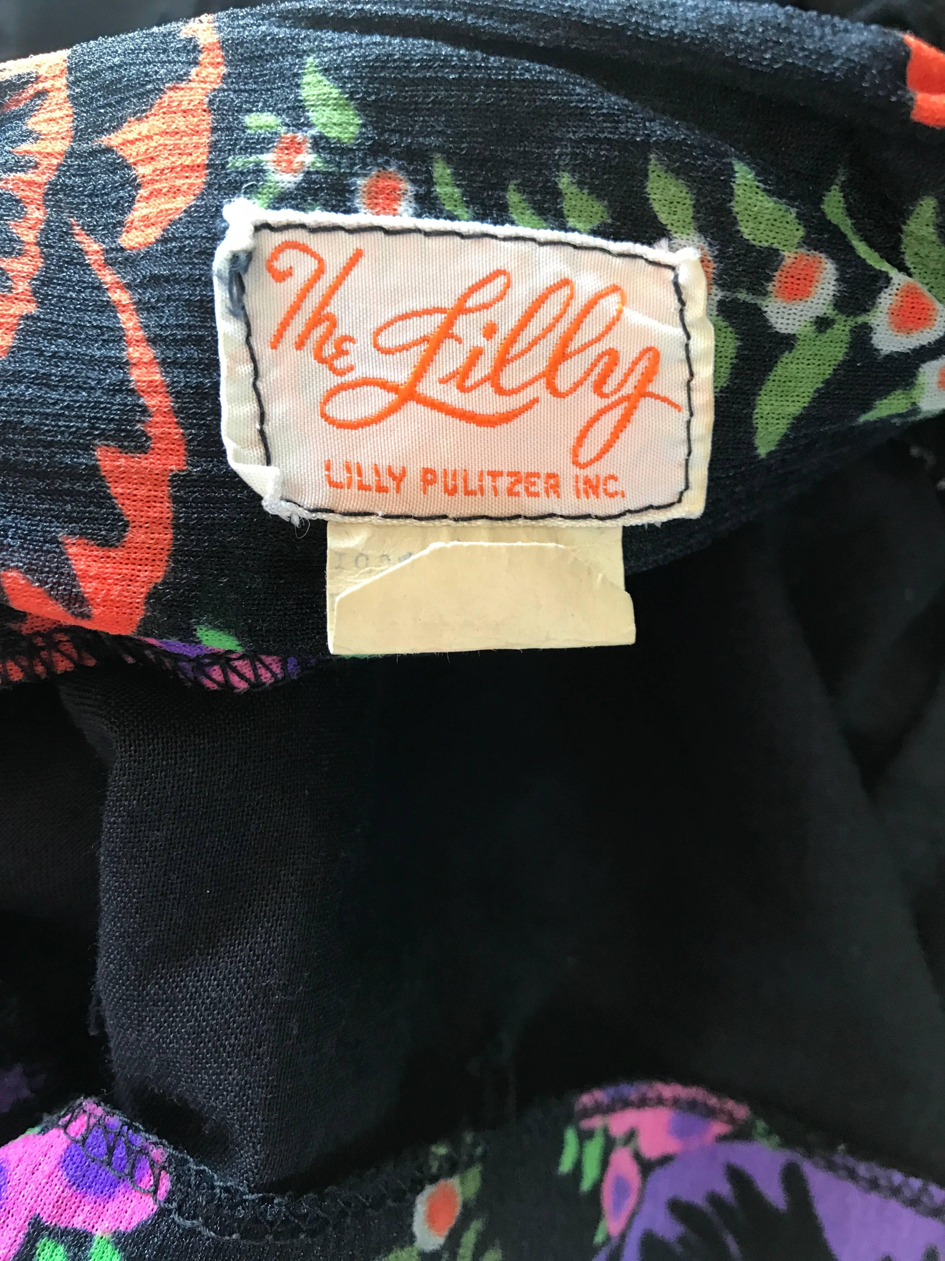 1970s Lilly Pulitzer ' The Lilly ' Black Colorful Vintage 70s Boho Maxi ...