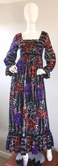 Lilly Pulitzer - The Lilly - Robe longue noire colorée style bohème, vintage, années 1970