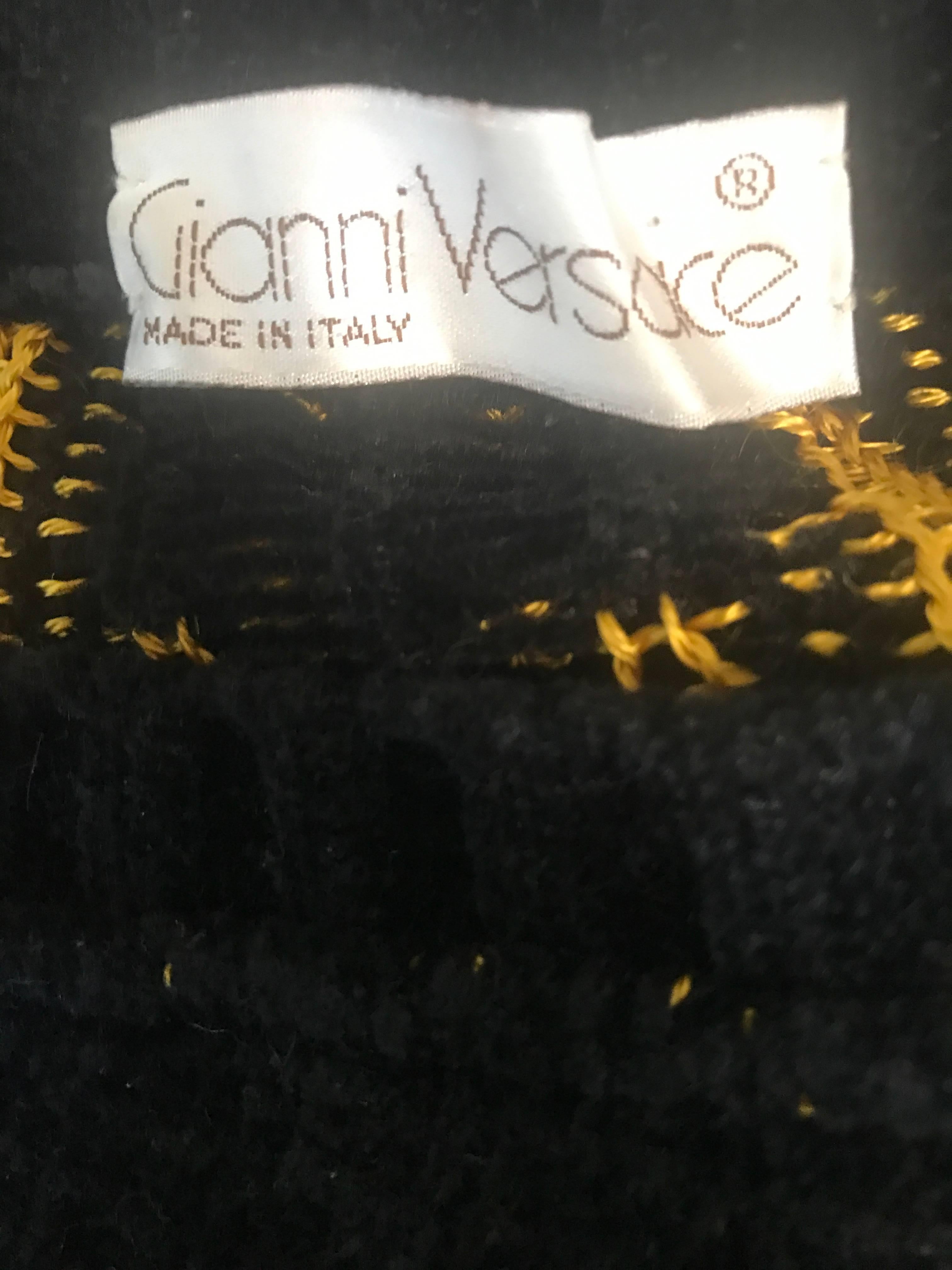 Rare Vintage Gianni Versace Early 1980s Intarsia Black Yellow Polka Dot Sweater 6