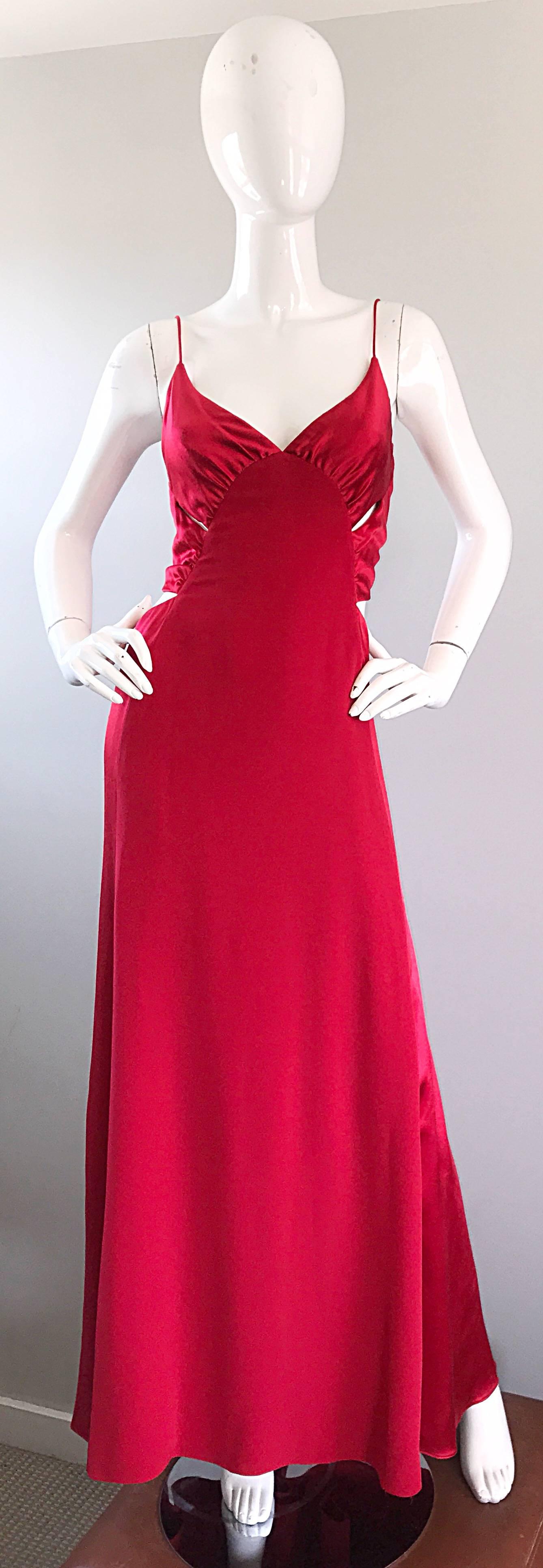 90s red satin gown