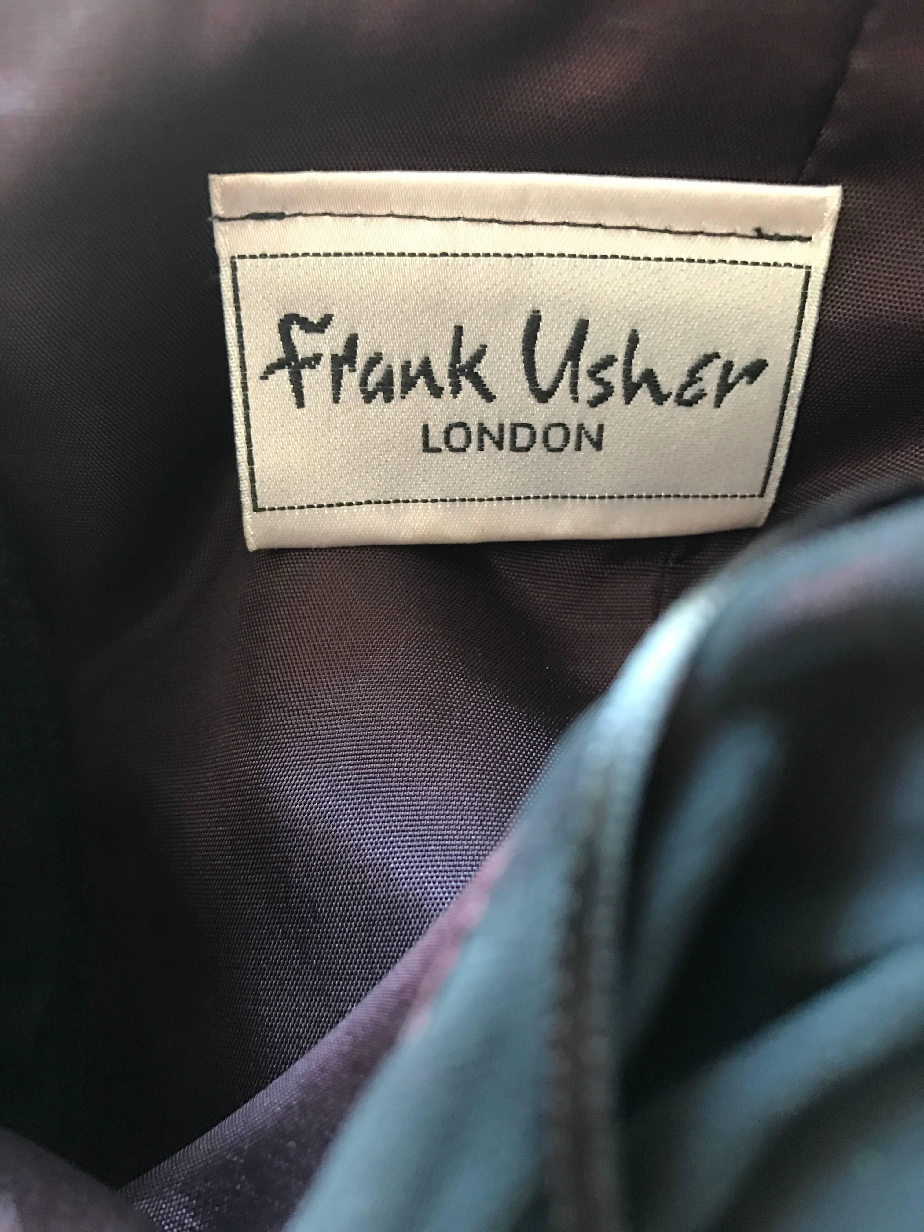 Robe de soirée vintage des années 1970 Frank Usher en mousseline noire avec découpe et ceinture en vente 5