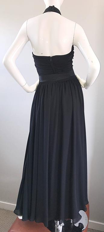1970s Frank Usher Black Chiffon Cut - Out Belted 70s Vintage Evening ...