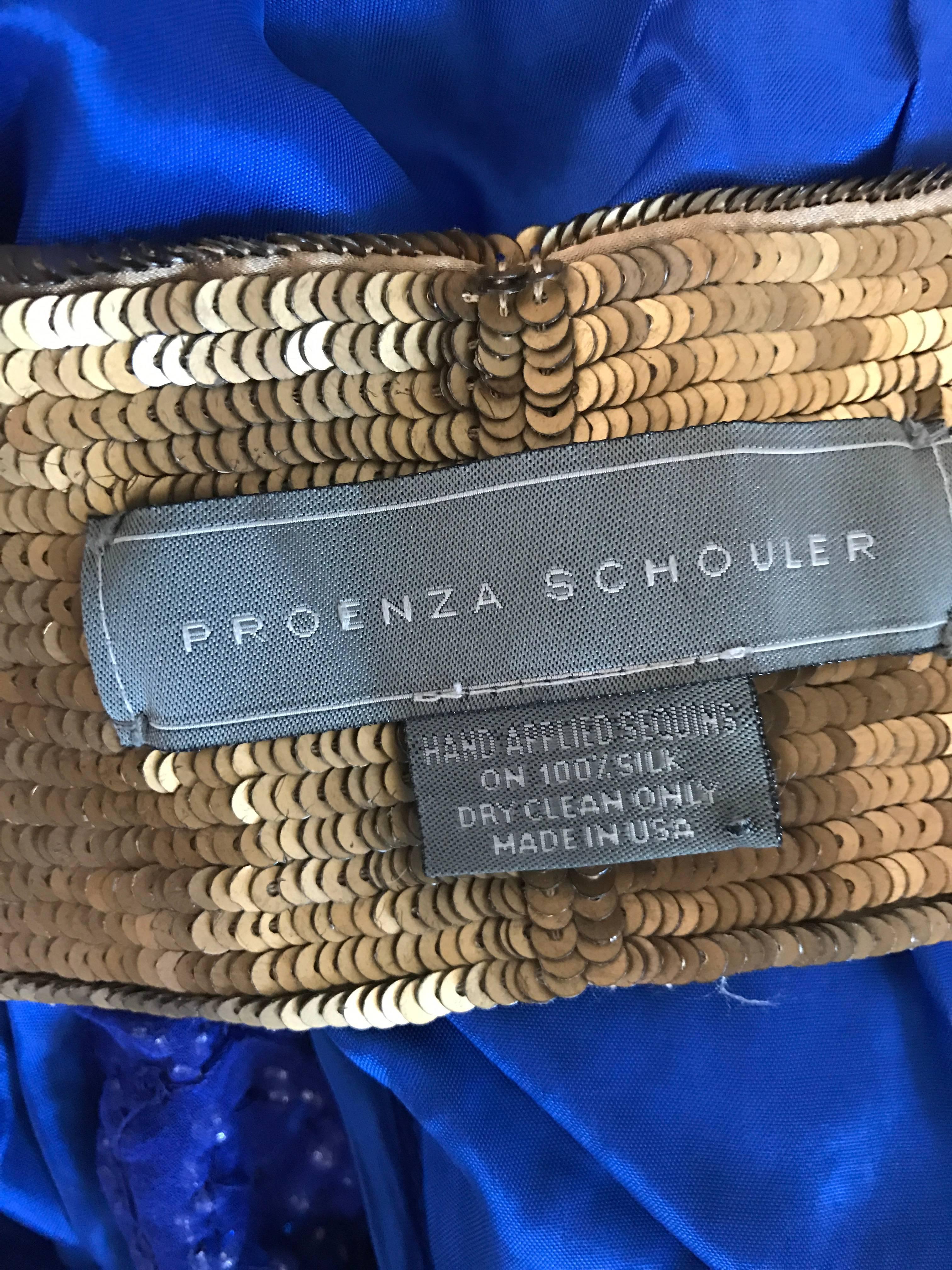 Nuovo Proenza Schouler Bronze Gold Metallic Sequin Silk Tie Sash Belt Hair Scarf in vendita 5