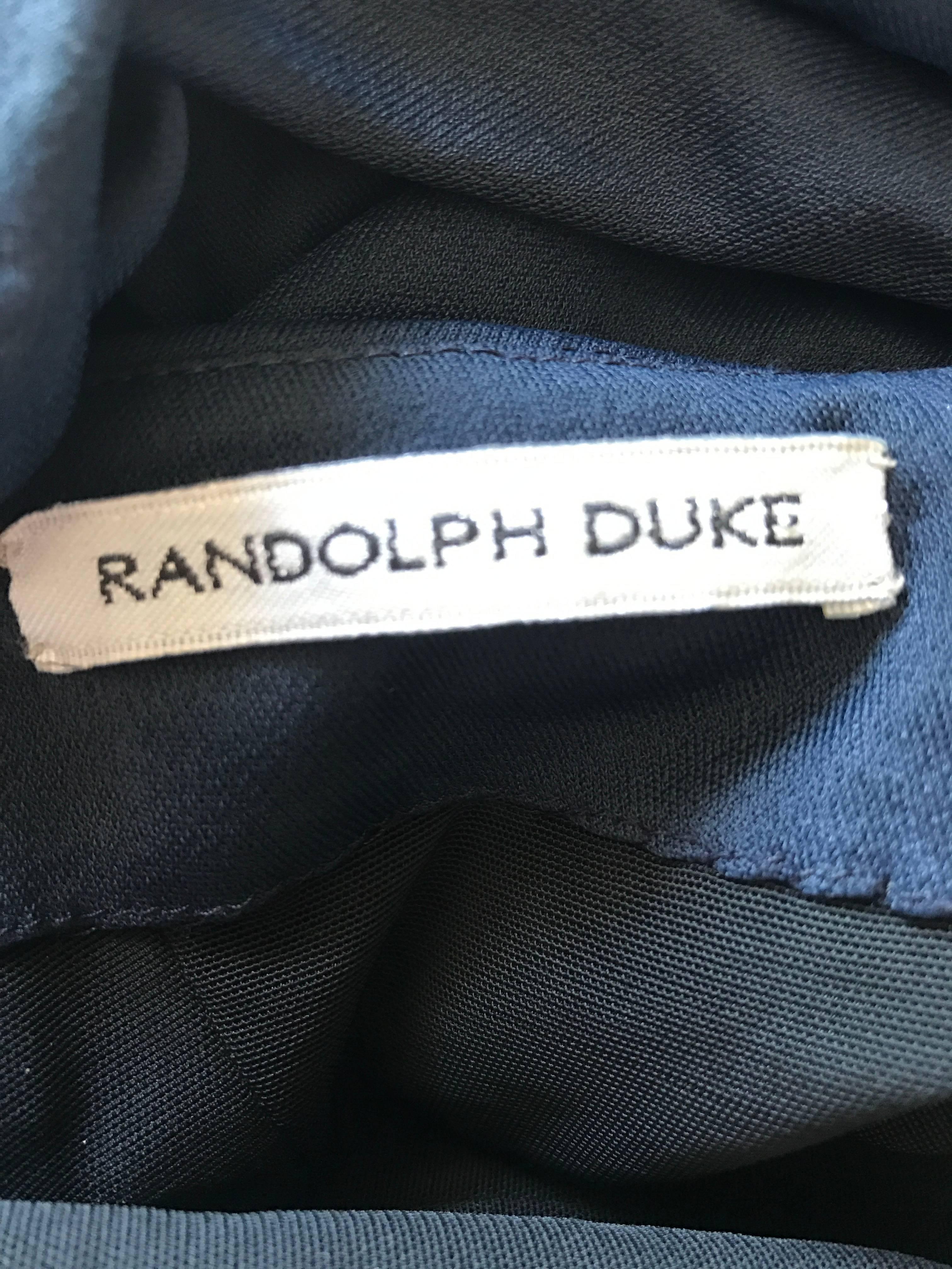 Randolph Duke 1990s Navy Blue Sz 8 Jersey Asymmetrical Vintage 90s Grecian Gown in vendita 6