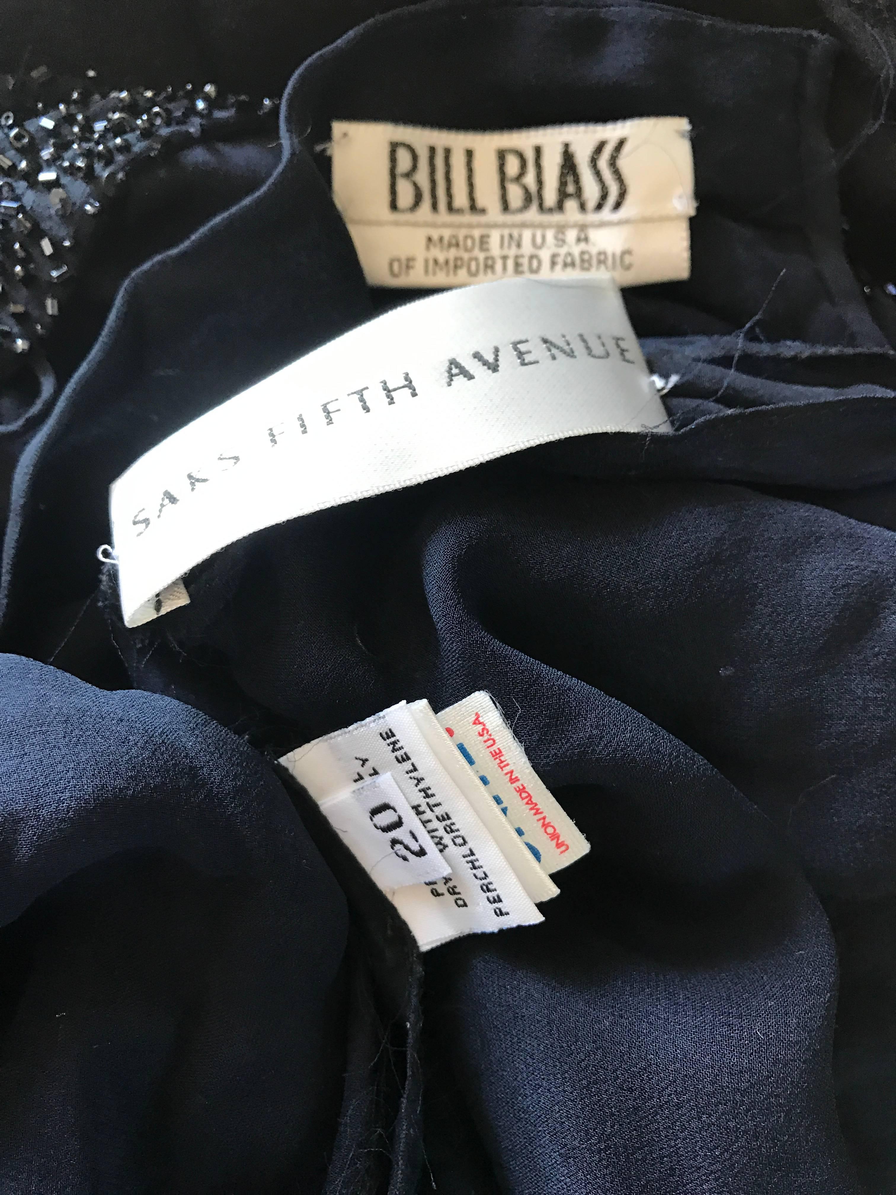 Vintage BIll Blass For Saks 5th Ave Plus Size 20 Black Silk Chiffon Beaded Top 6