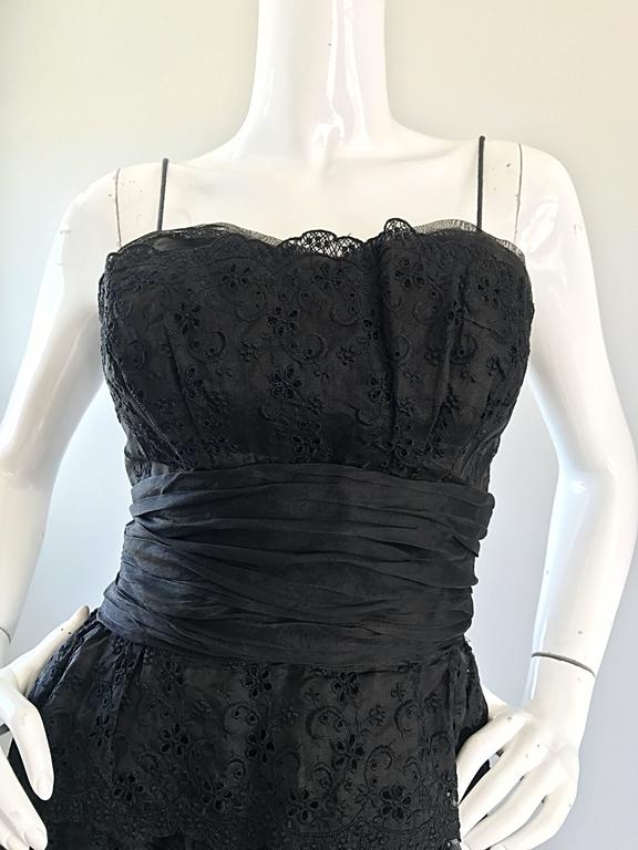 Gorgeous 1950s Demi Couture Black Silk Eyelet and Lace Vintage 50s ...