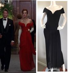 Julia Robert's Vicky Tiel Couture " Pretty Woman " Black Off-The-Shoulder Gown