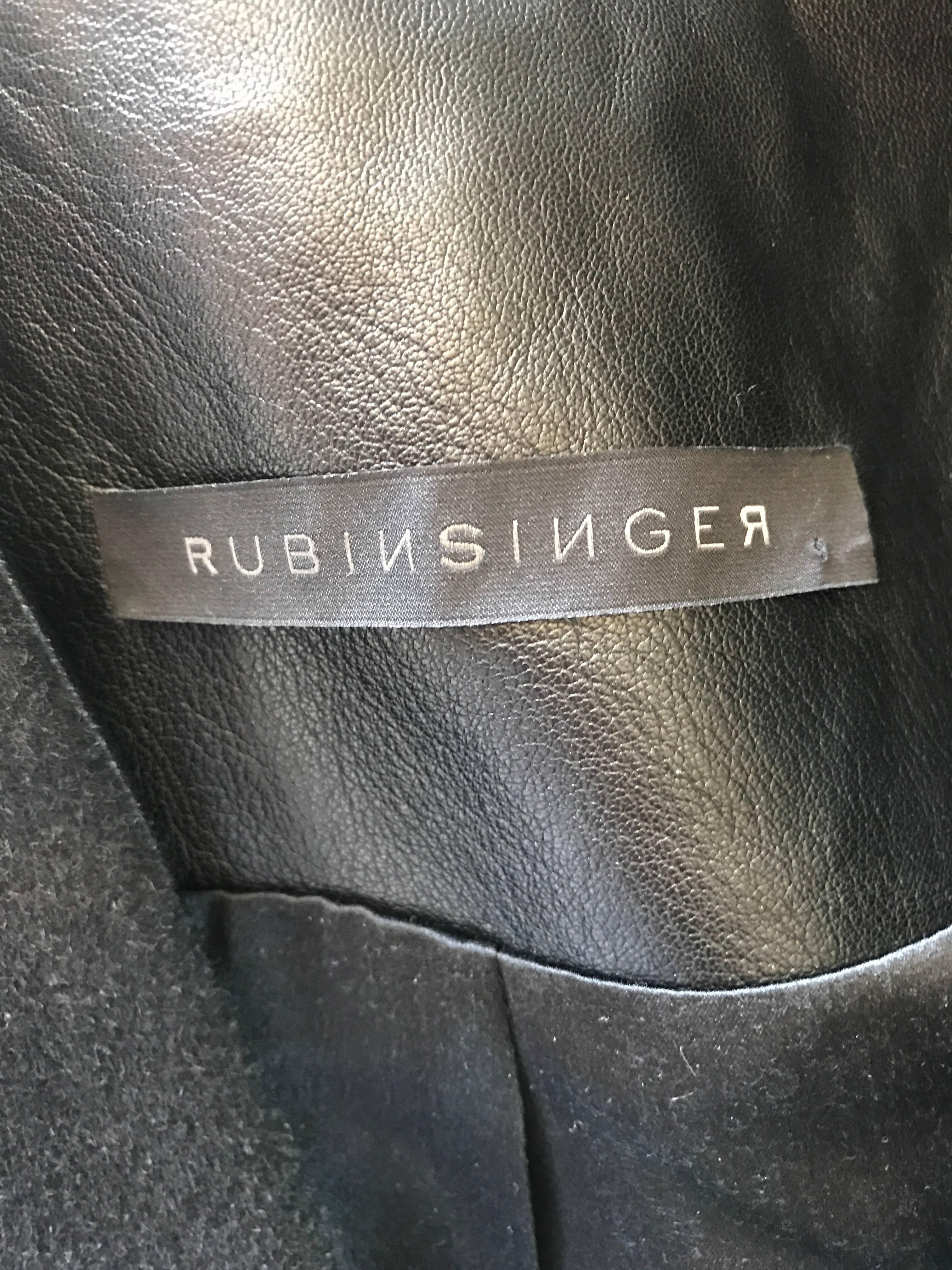 New Rubin Singer Black Cashmere + Wool + Leather Avant Garde Cropped Jacket  4