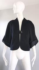 New Rubin Singer Black Cashmere + Wool + Leather Avant Garde Cropped Jacket