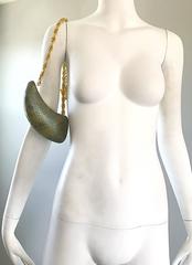 Avant Garde Vintage 1990s Horn Shaped Snakeskin Removable Charm Evening Bag 90s