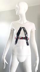 Rare Vintage Alaia X Comme Des Garcons 1990s Black + White + Red Crop Top Shirt