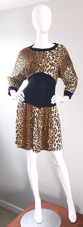 Amazing 1980s Leopard Cheetah Print Dolman Sleeve Vintage 80s