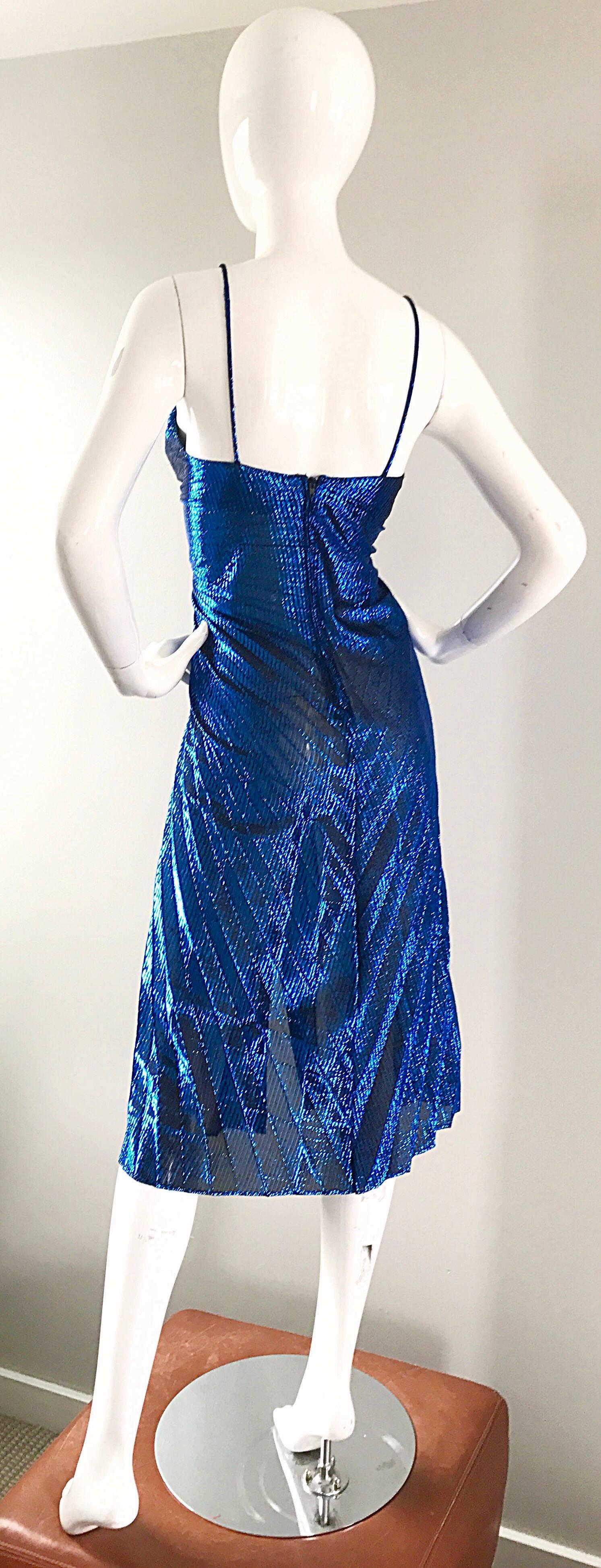 metallic blue dress