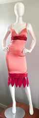 Rare 1990s Coltrane Conui Couture Pink + Raspberry ' Petal ' Silk Bodycon Dress