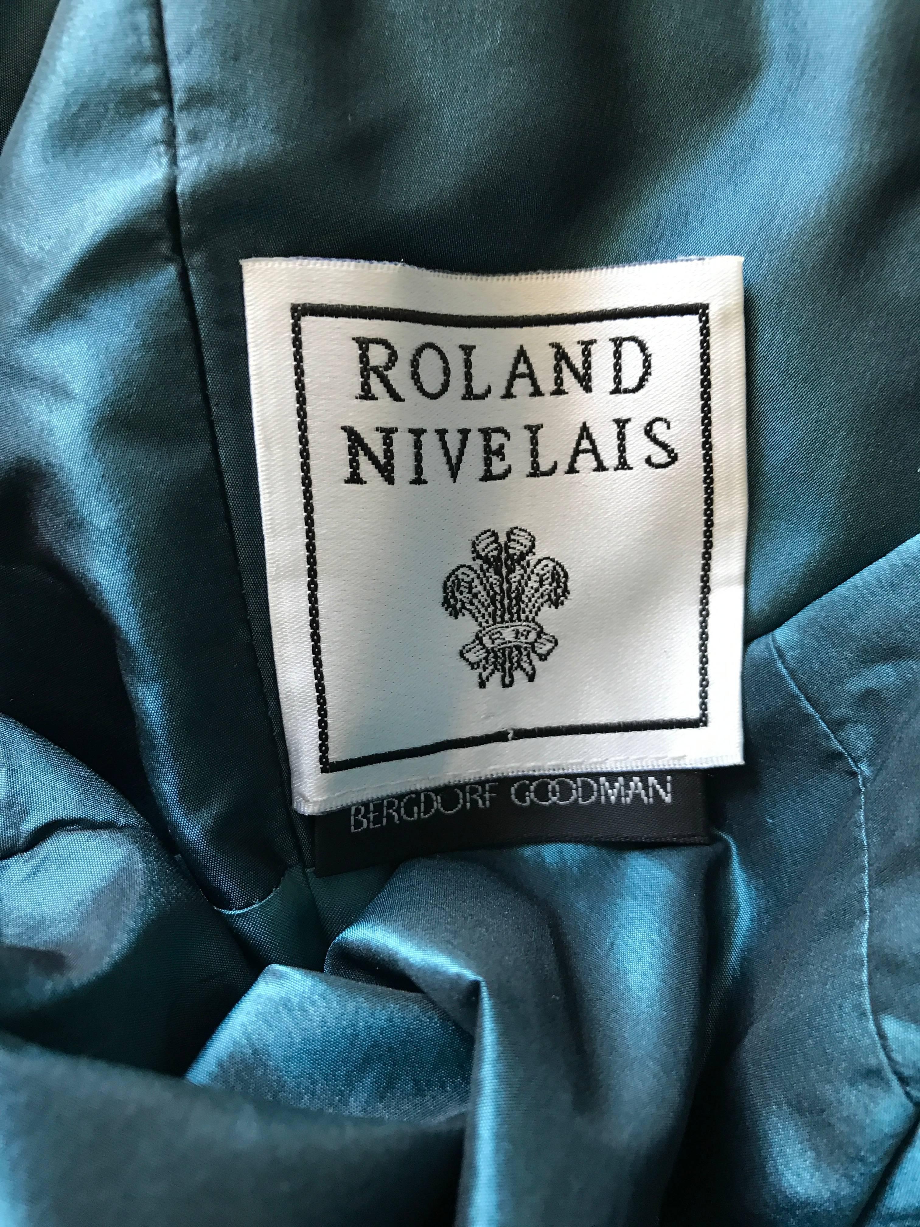 Ronald Nivelais - Robe bustier vintage en taffetas de soie bleu Bergdorf Goodman, taille 10 en vente 5