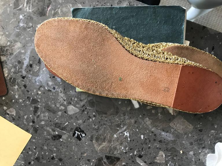Rare New 1950s SAKS 5th Avenue Gold Metallic Raffia Vintage Flats Shoes ...