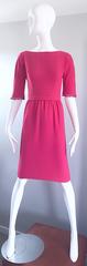 Beautiful 1950s Demi Couture Raspberry Pink 3/4 Sleeves Vintage 50s Crepe Dress
