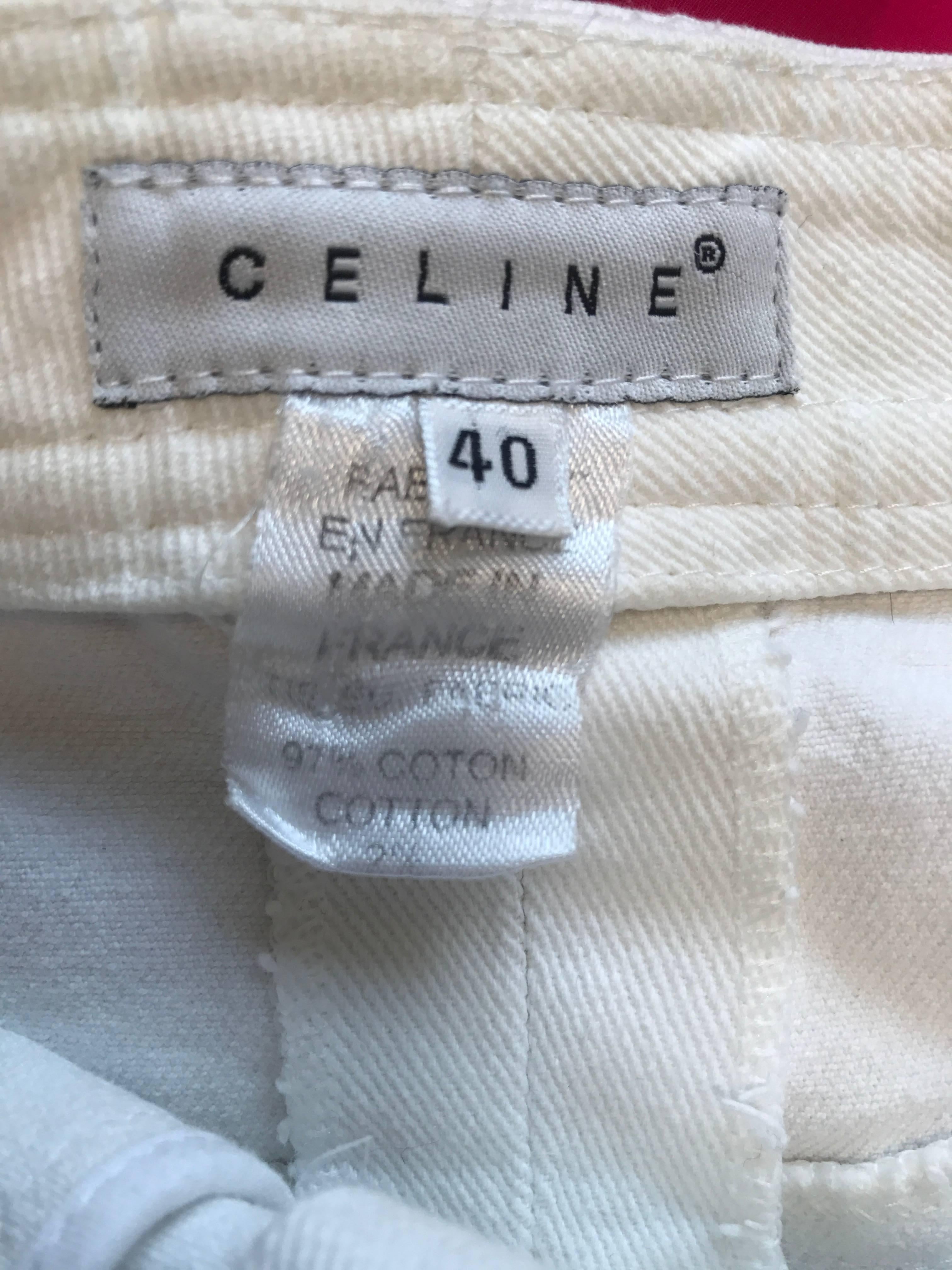 Mini-jupe vintage Céline en jean blanc et jean bleu, taille 40, années 1990 en vente 5